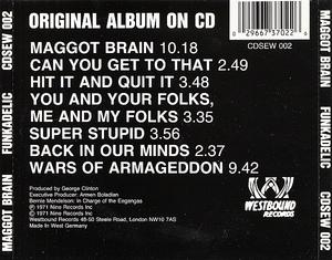 Back Cover Album Funkadelic - Maggot Brain  | westbound records |  | 