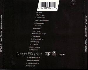 Back Cover Album Lance Ellington - Pleasure And Pain