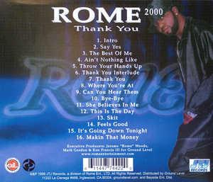 Back Cover Album Rome - Rome 2000  Thank You