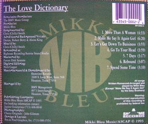 Back Cover Album Mikki Bleu - Love Dictionary