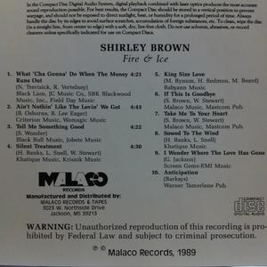 Back Cover Album Shirley Brown - Fire And Ice