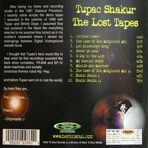 Back Cover Album 2pac - The Lost Tapes