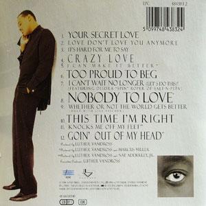 Back Cover Album Luther Vandross - Your Secret Love