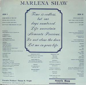 Album | Marlena Shaw | Let Me In Your Life | South Bay Records