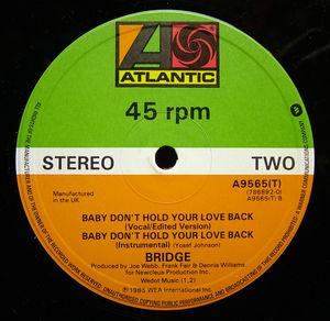 Back Cover Single Bridge - Baby Don't Hold Your Love Back