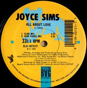 Back Cover Single Joyce Sims - All About Love