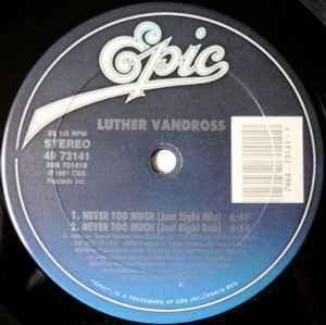 Back Cover Single Luther Vandross - Never Too Much 1990 Remixes