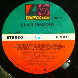 Back Cover Single David Simmons - Love Tonight