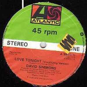 Front Cover Single Forsale - David Simmons - Love Tonight