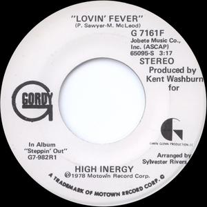 Front Cover Single High Inergy - Lovin' Fever