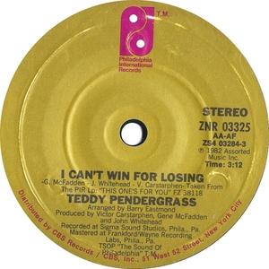 Front Cover Single Teddy Pendergrass - I Can't Win For Losing