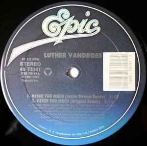 Front Cover Single Luther Vandross - Never Too Much 1990 Remixes