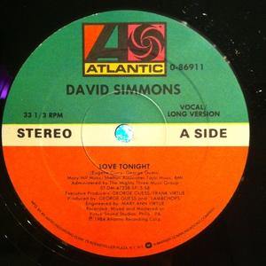 Front Cover Single David Simmons - Love Tonight