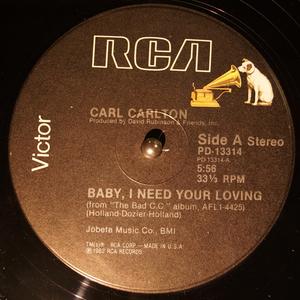 Front Cover Single Carl Carlton - Baby, I Need Your Loving