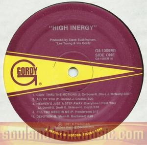 Album | High Inergy | High Inergy | Gordy Records | G8-I005MIB | US | 1981